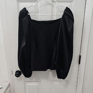 LOFT Black Women's Blouse with Puff Sleeves